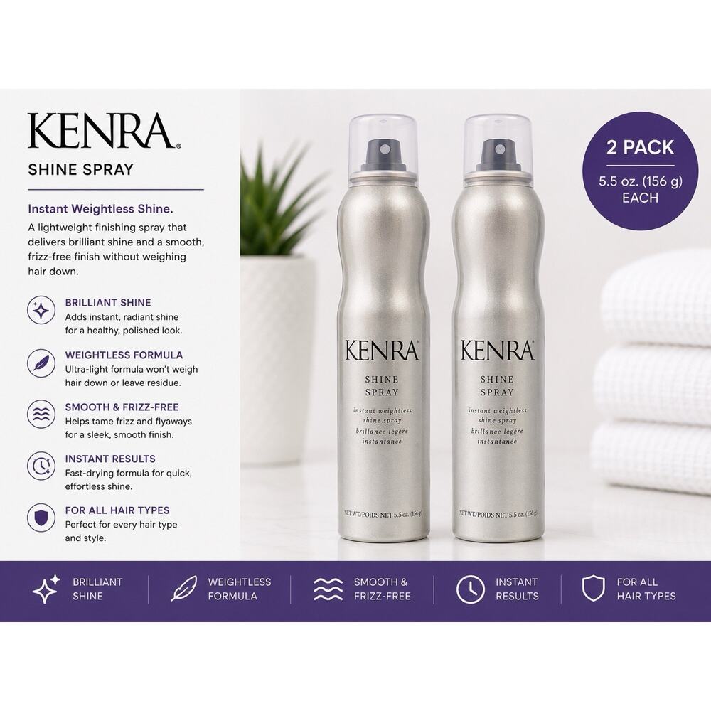 Kenra Shine Spray Lightweight Finishing Spray 5.5 oz 156g Duo Pack